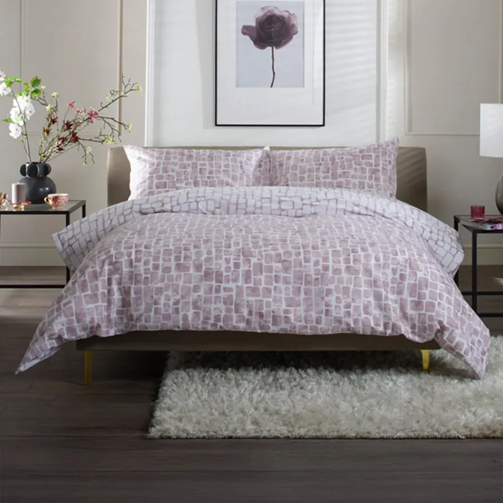 Tulle King Size Reversible Duvet Set - Pink, Cotton