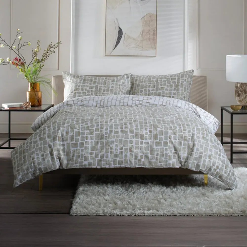 Tulle Single Reversible Duvet Set - Natural, Cotton