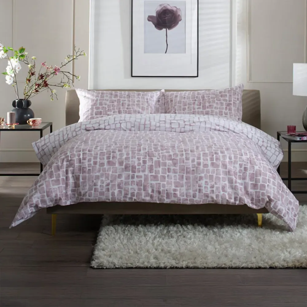 Tulle Super King Reversible Duvet Set - Pink, Cotton