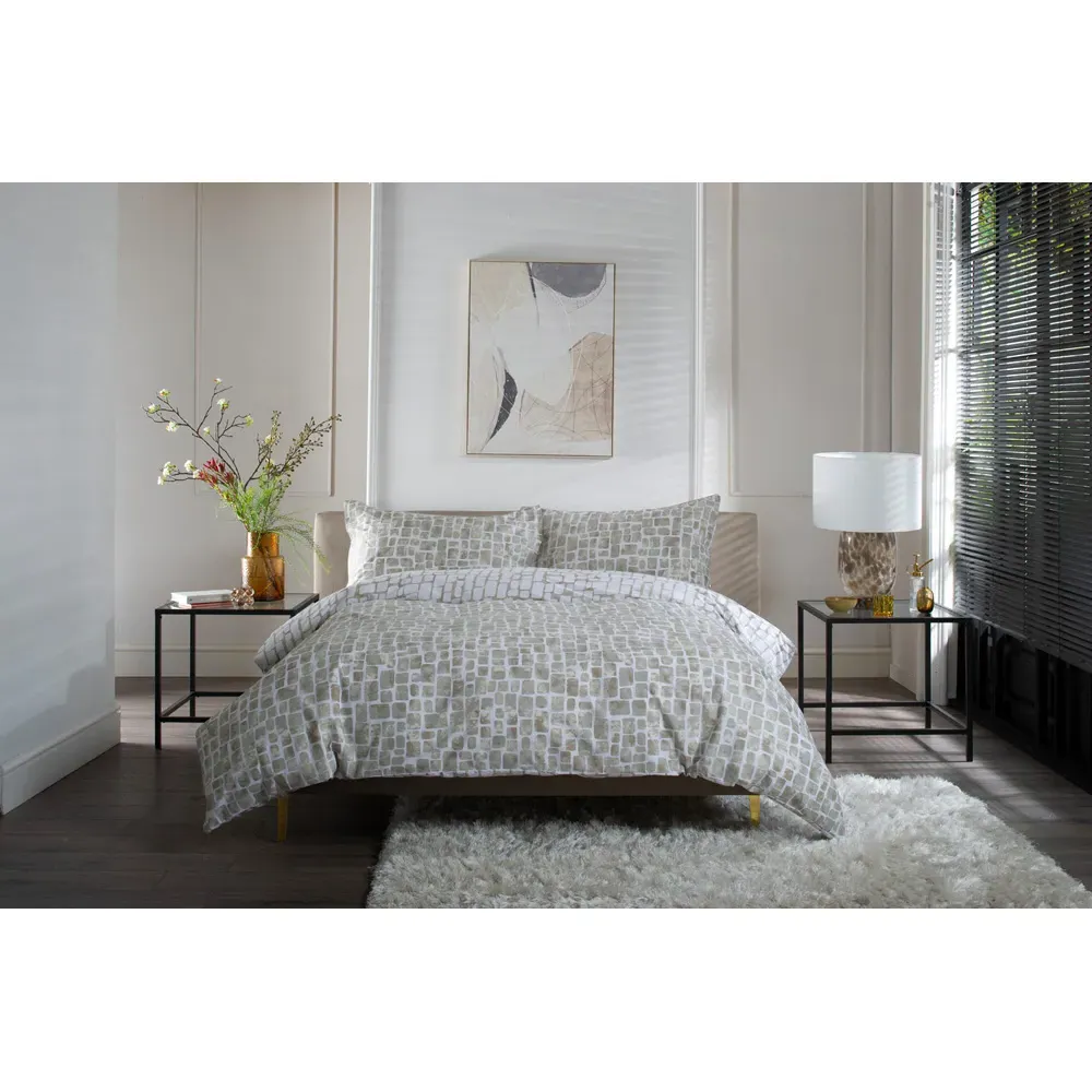 Tulle Super King Size Reversible Duvet Set - Natural, Cotton