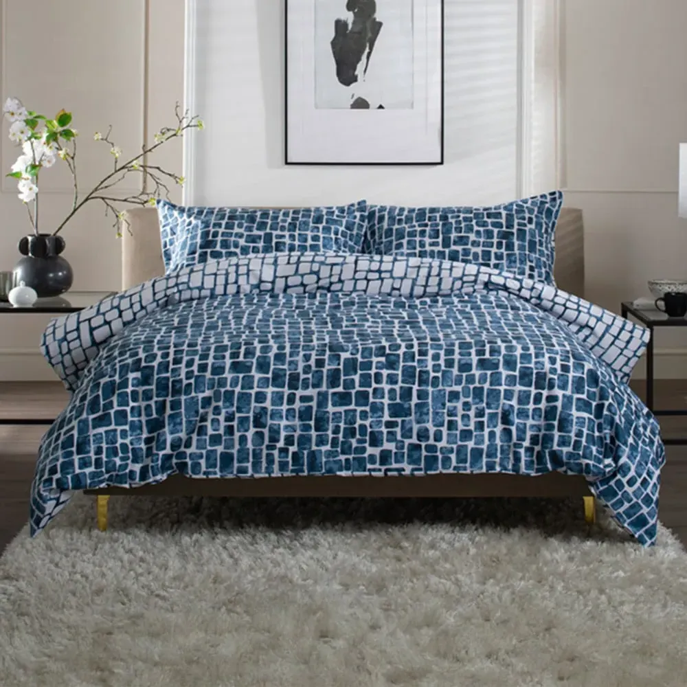 Tulle Super King Size Reversible Duvet Set - White, Cotton