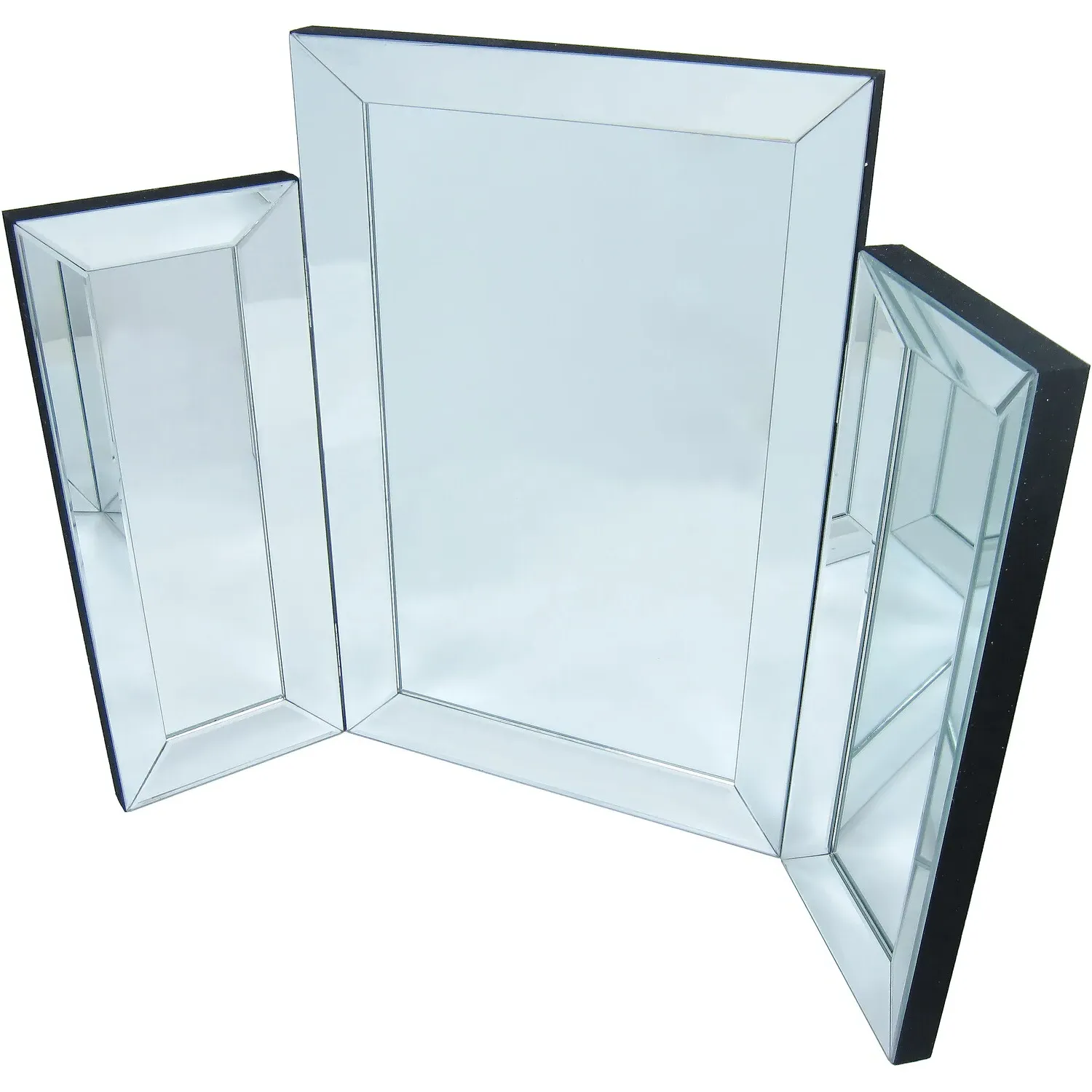 All Glass Trifold Dressing Table Mirror - Silver