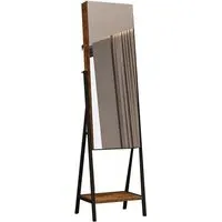Cabinet Mirror with Bottom Shelf - Brown, Dark Wood Effect