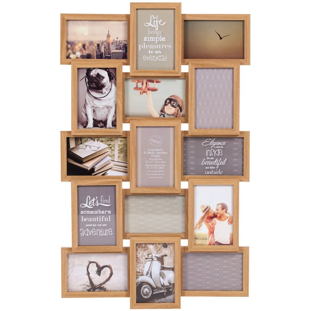 Canterbury 15 Aperture Photo Frame 6x4 inch - Brown, Wood image