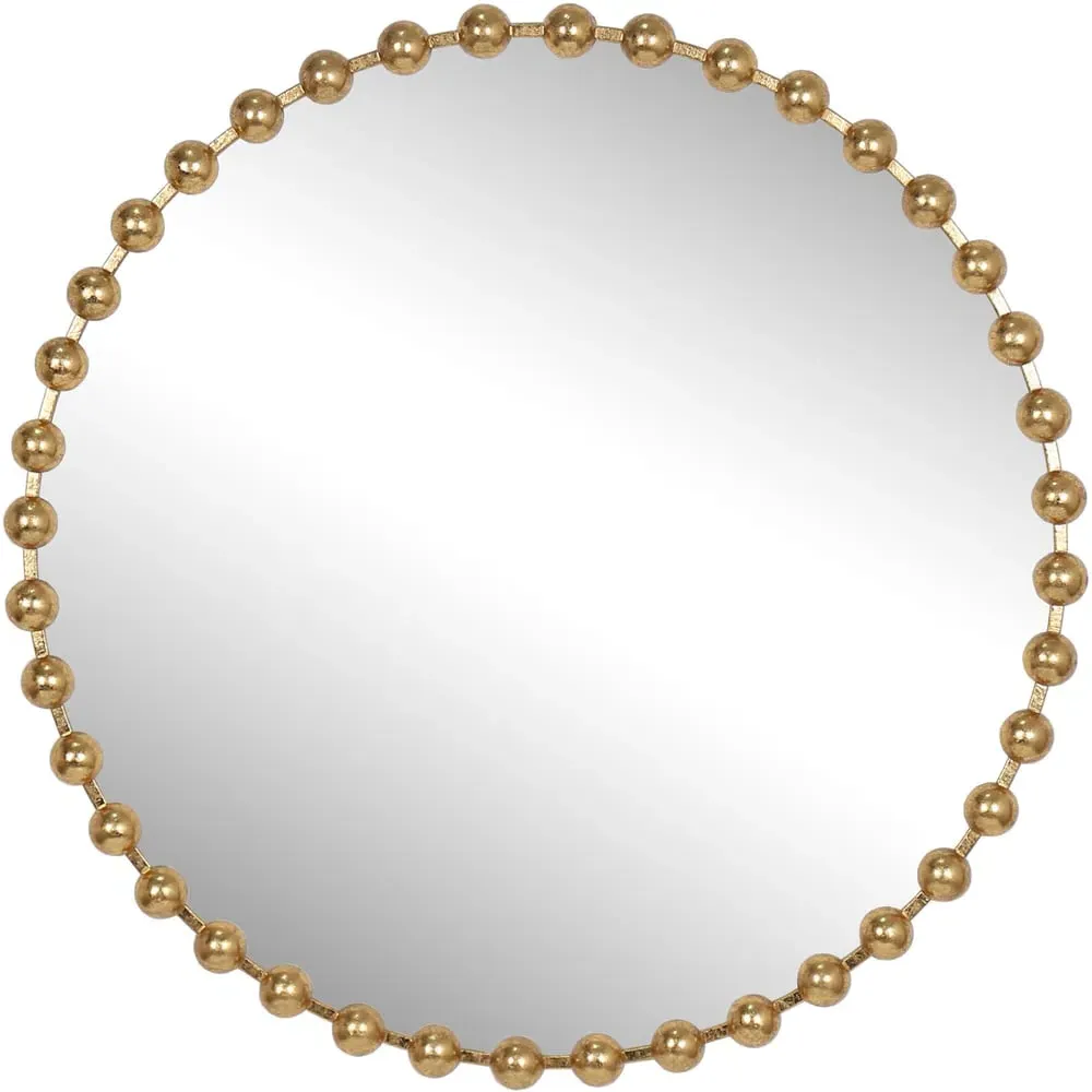 Circular Beaded Mirror 80cm - Gold
