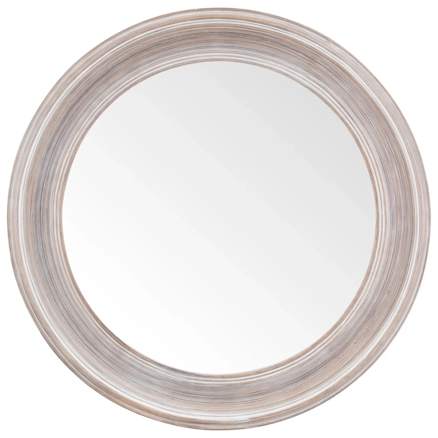 Clemence Round Bevelled Mirror - Washed Wood image