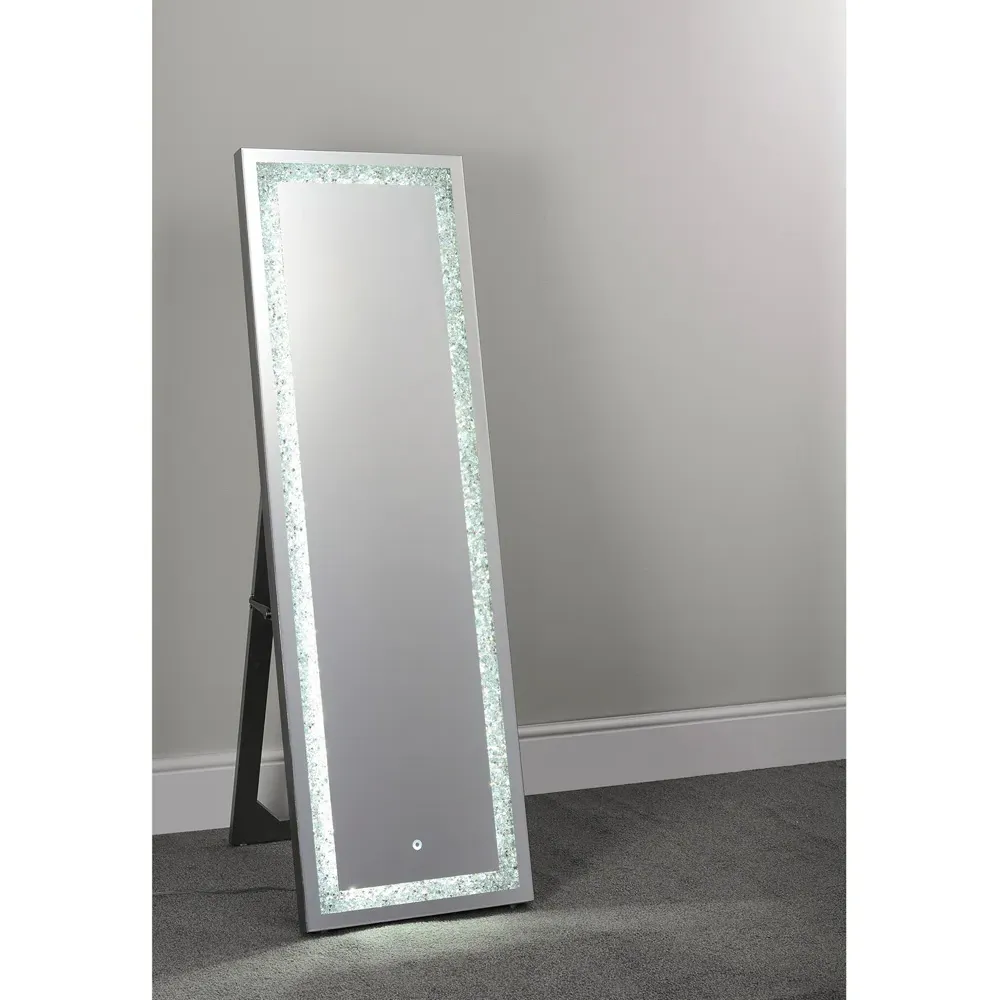 Crystal Effect LED Free Standing Mirror - Clear
