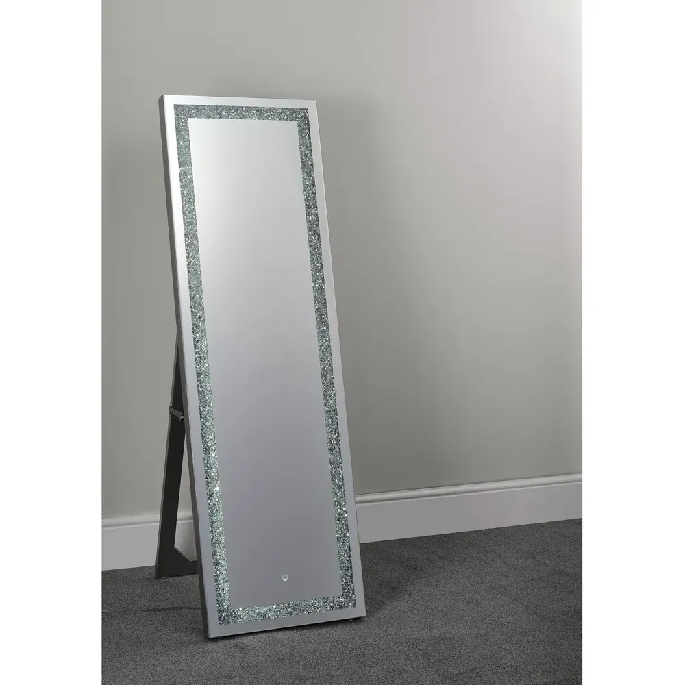 Crystal Effect LED Free Standing Mirror - Clear