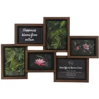 Dark Wood Effect 6 Aperture Collage Photo Frame - Brown