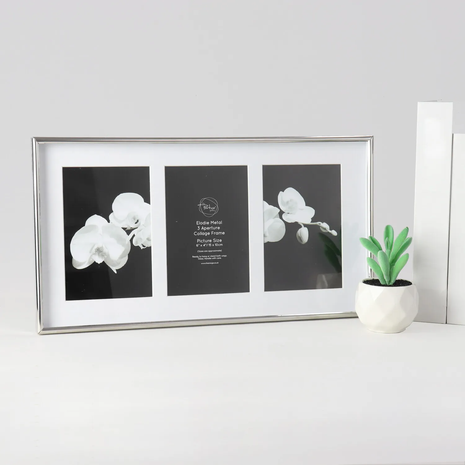 Elodie 3 Aperture Photo Frame 6x4 inch - Silver, Metal