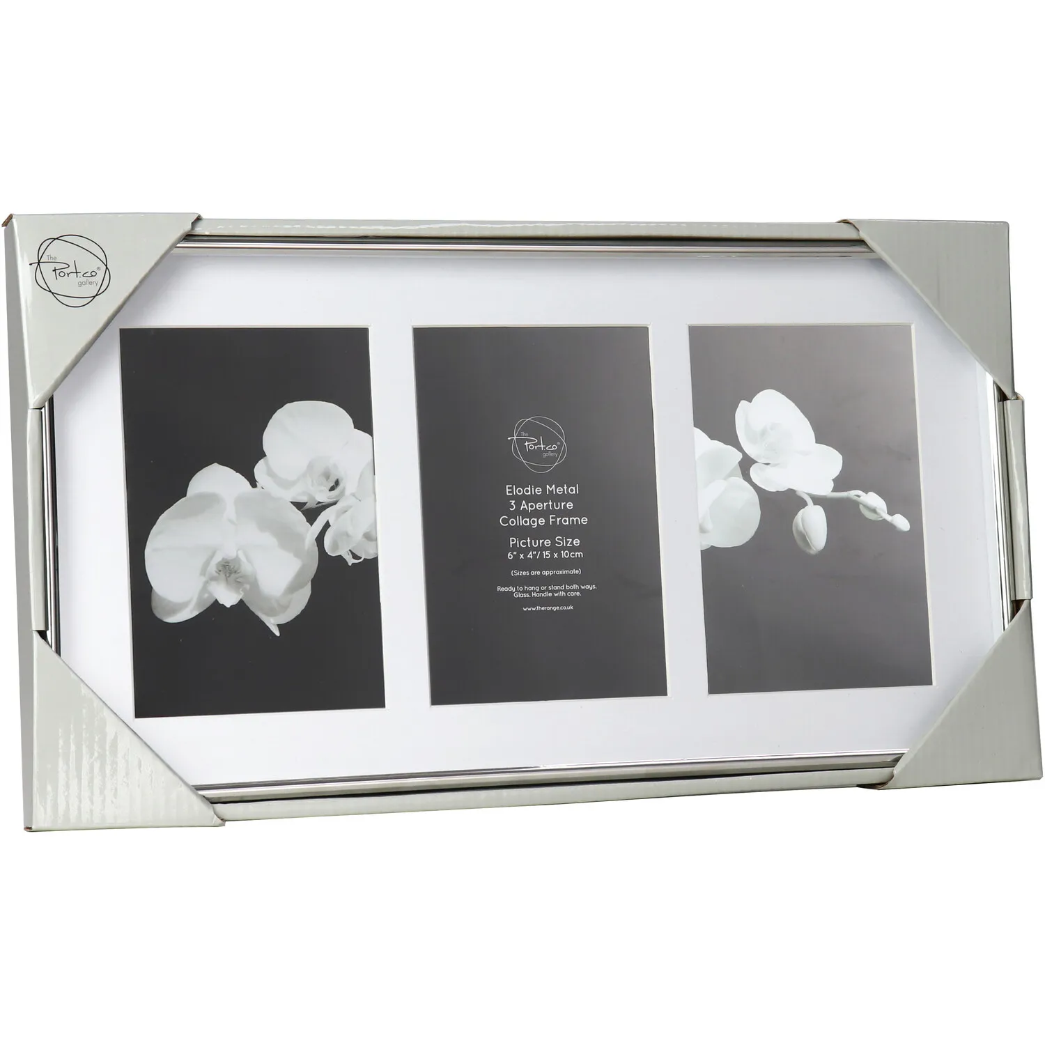 Elodie 3 Aperture Photo Frame 6x4 inch - Silver, Metal