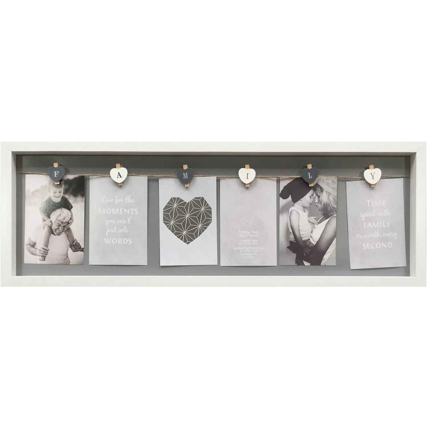 Family Peg Box Photo Frame - White