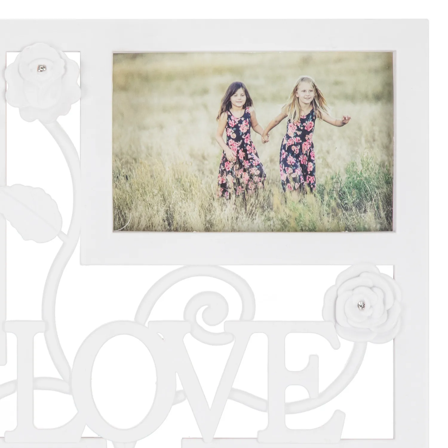 Floral Entwined 12 Aperture Collage Photo Frame - White