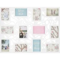 Floral Entwined 12 Aperture Collage Photo Frame - White