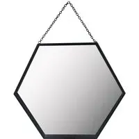 Hexagonal Framed Wall Mirror - Black