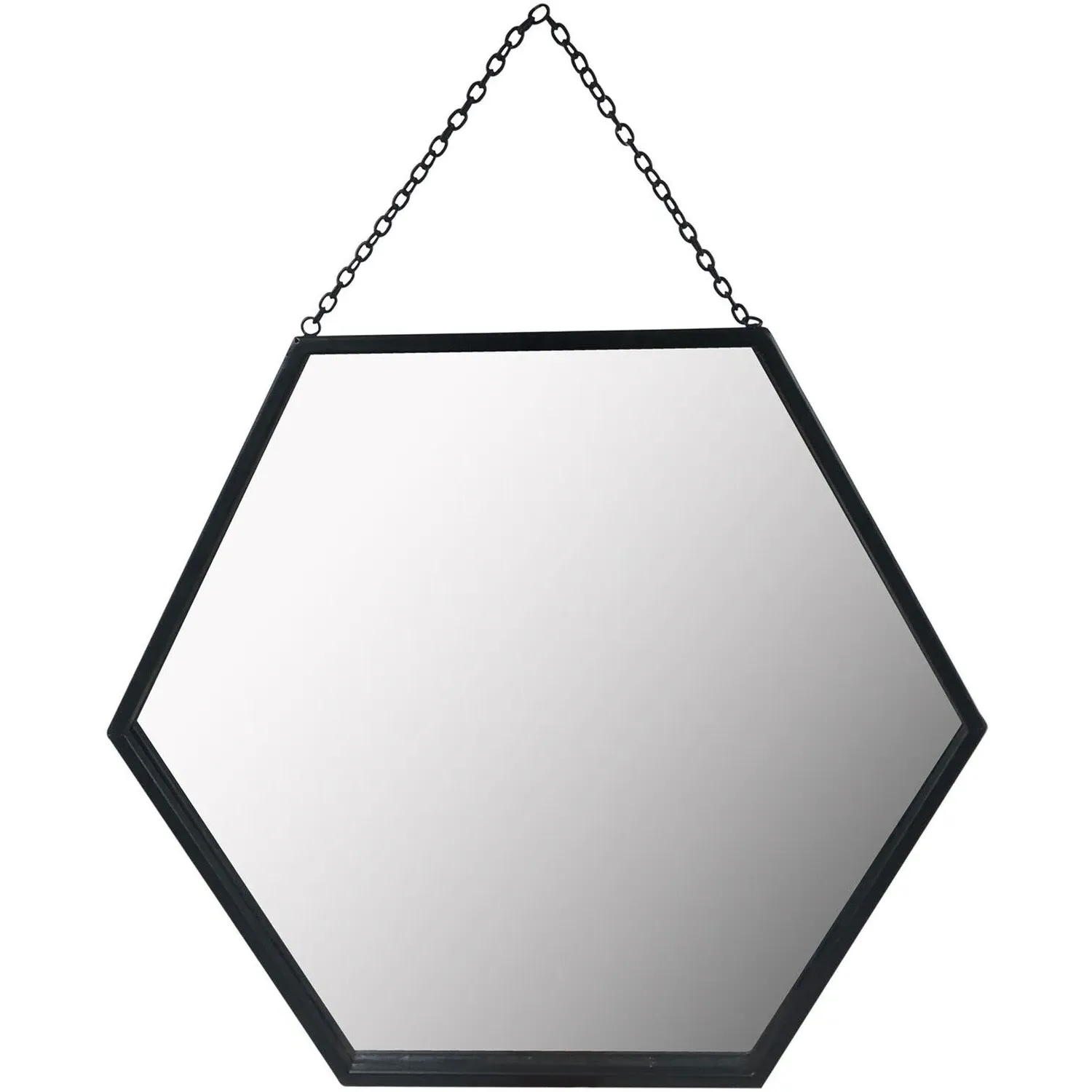 Hexagonal Framed Wall Mirror - Black image