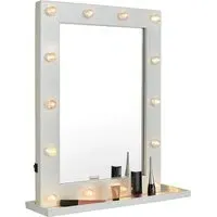 Hollywood Glam LED Wall Mirror with Shelf - White