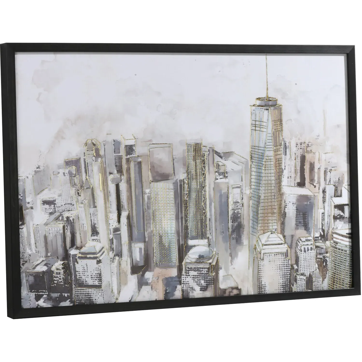 Illustrated City Framed Art - Neutral