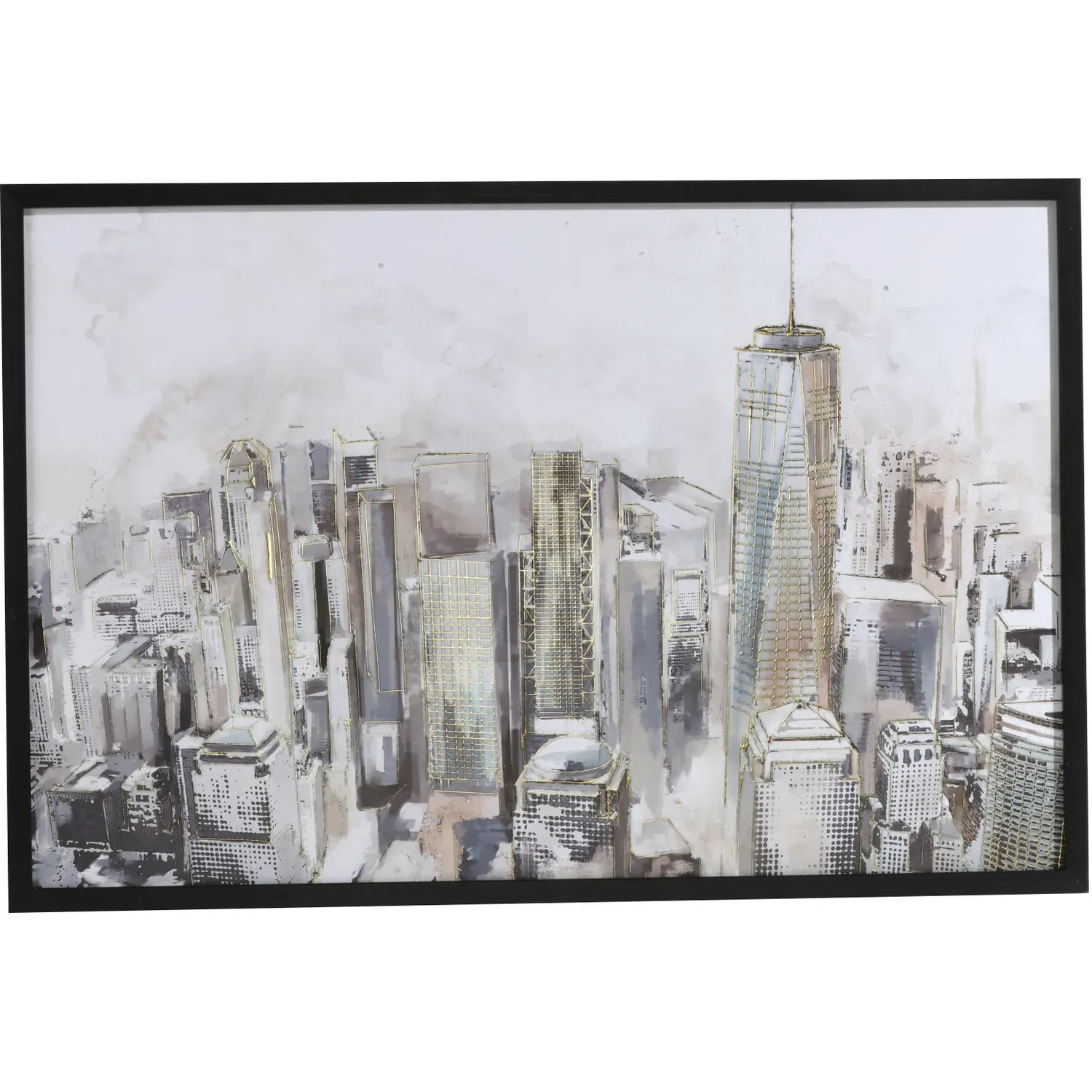 Illustrated City Framed Art - Neutral image