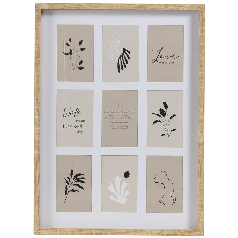 Lana 9 Aperture Collage Photo Frame - Brown