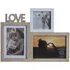 Love 3 Aperture Photo Frame - Brown, Wood Effect