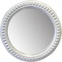 Melton Round Beaded Wall Mirror - White