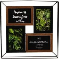 Metal and Wood Effect 4 Aperture Photo Frame 6 x 4 inch - Multi