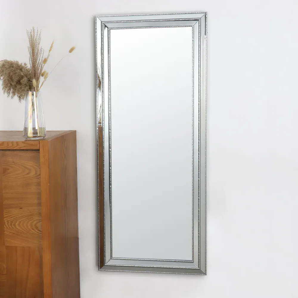 Milana Textured Framed Mirror - Silver