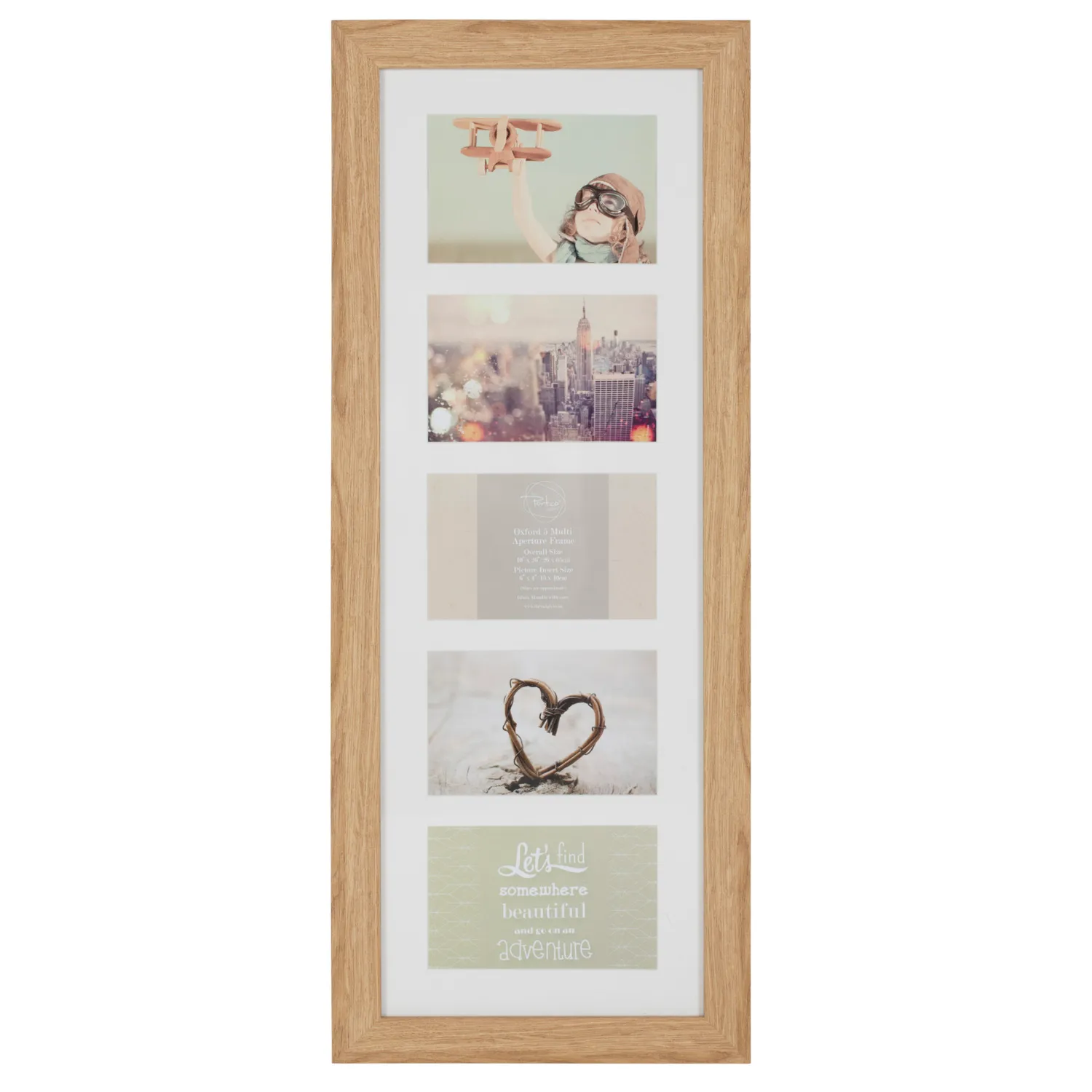 Oxford 3 Aperture Photo Frame - Brown, Wood Effect
