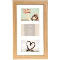 Oxford 3 Aperture Photo Frame - Brown, Wood Effect
