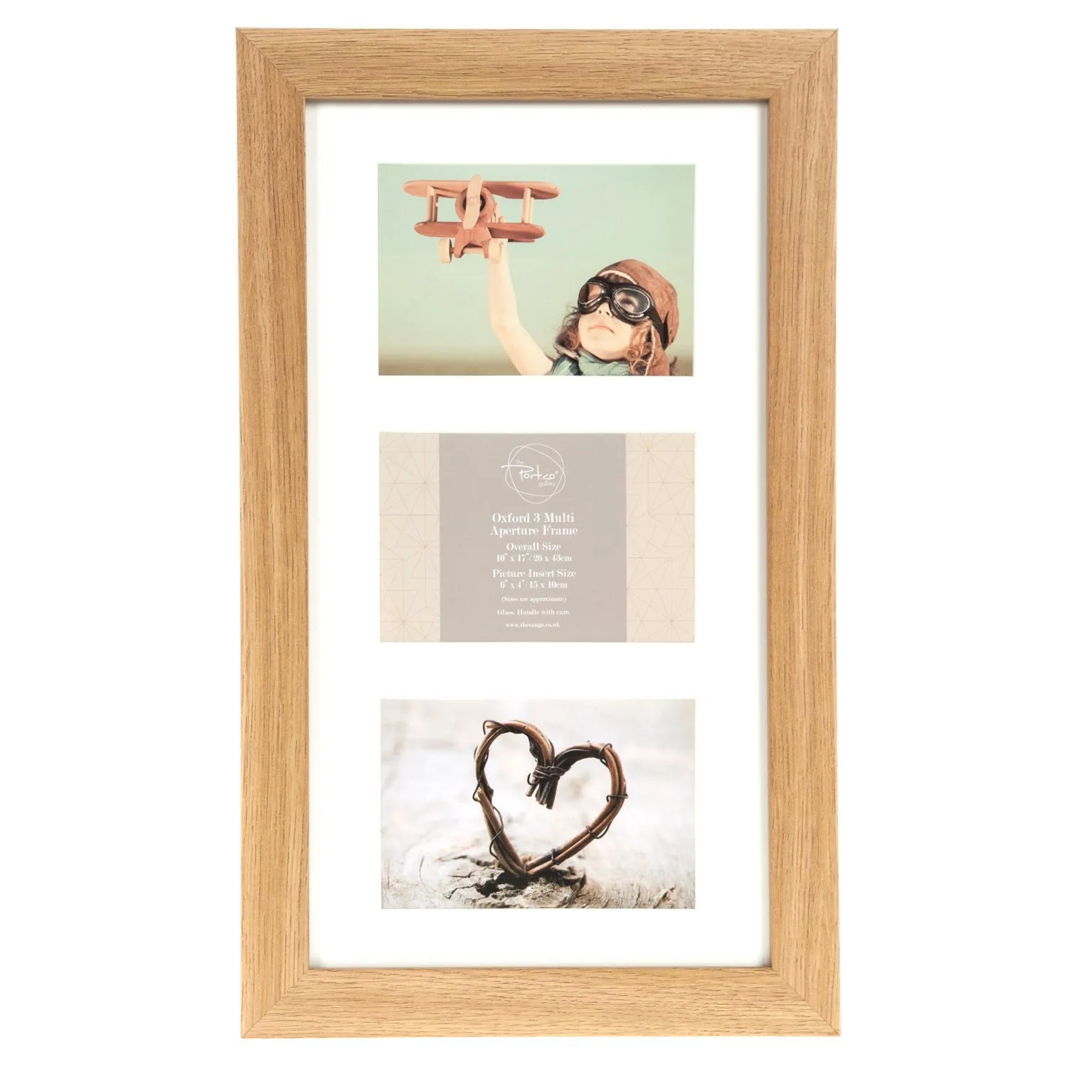 Oxford 3 Aperture Photo Frame - Brown, Wood Effect image