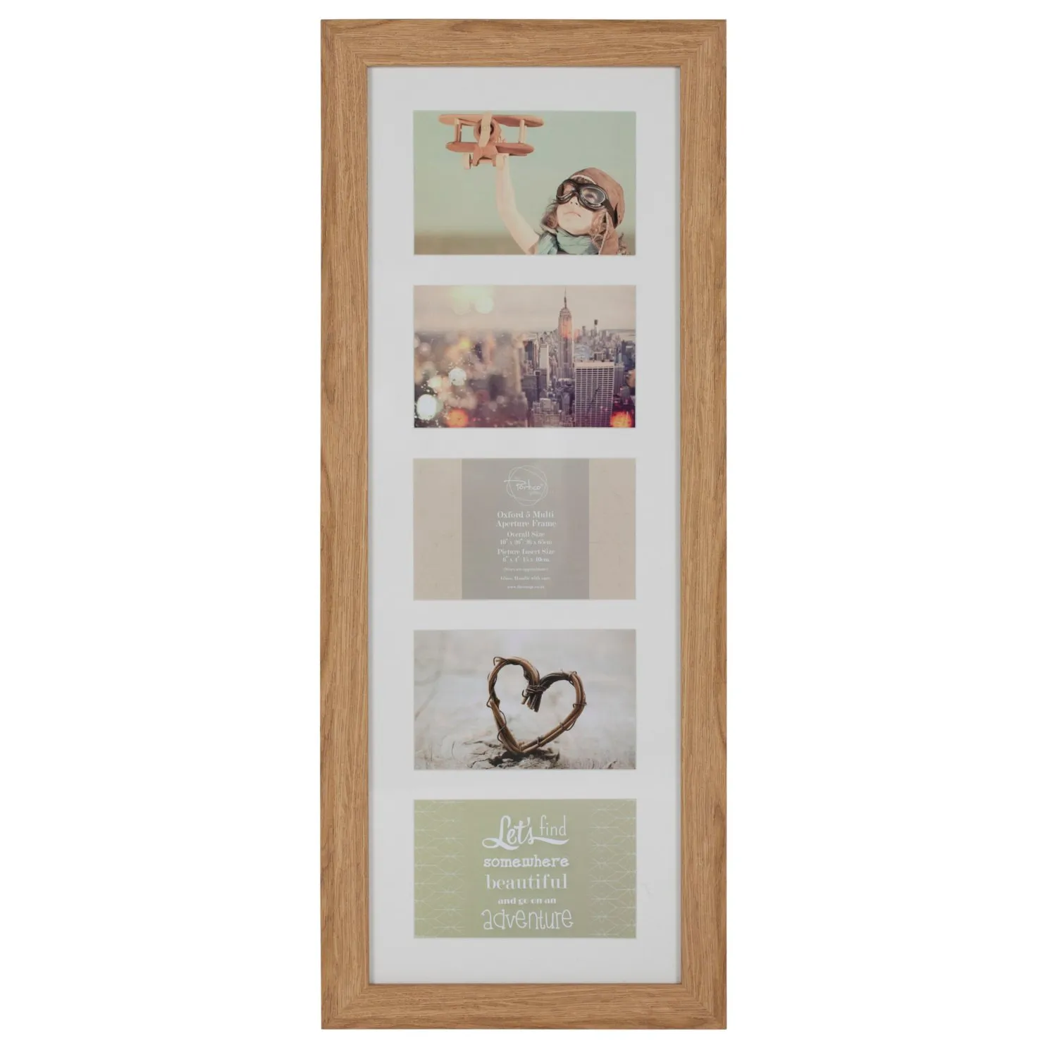 Oxford 5 Aperture Photo Frame - Brown, Wood Effect image