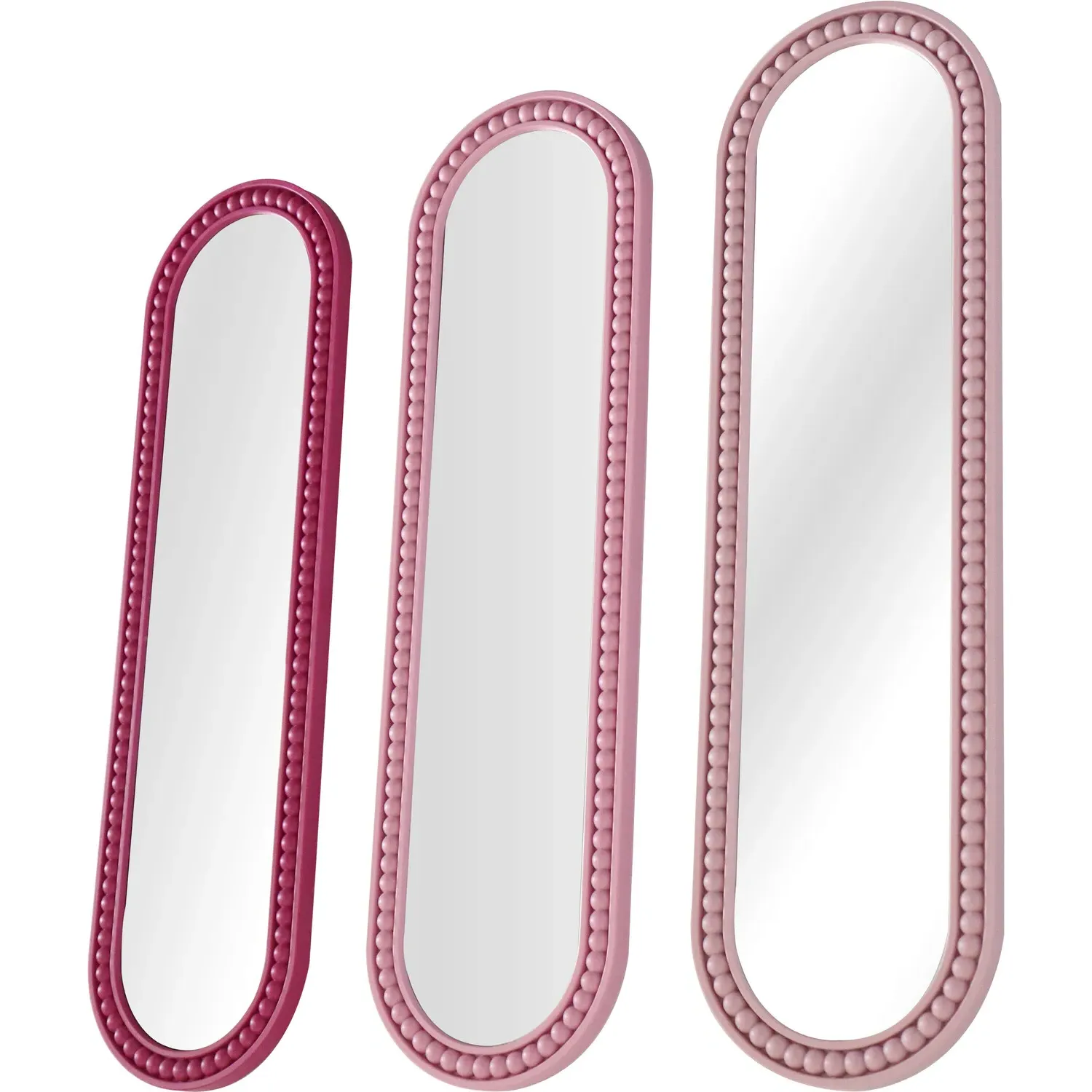 Round Beaded Mirrors Set of 3 - Pink