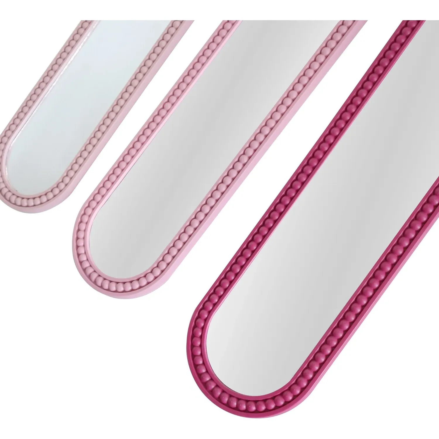 Round Beaded Mirrors Set of 3 - Pink