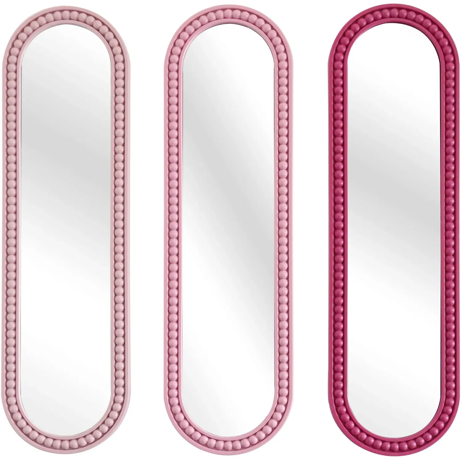 Round Beaded Mirrors Set of 3 - Pink