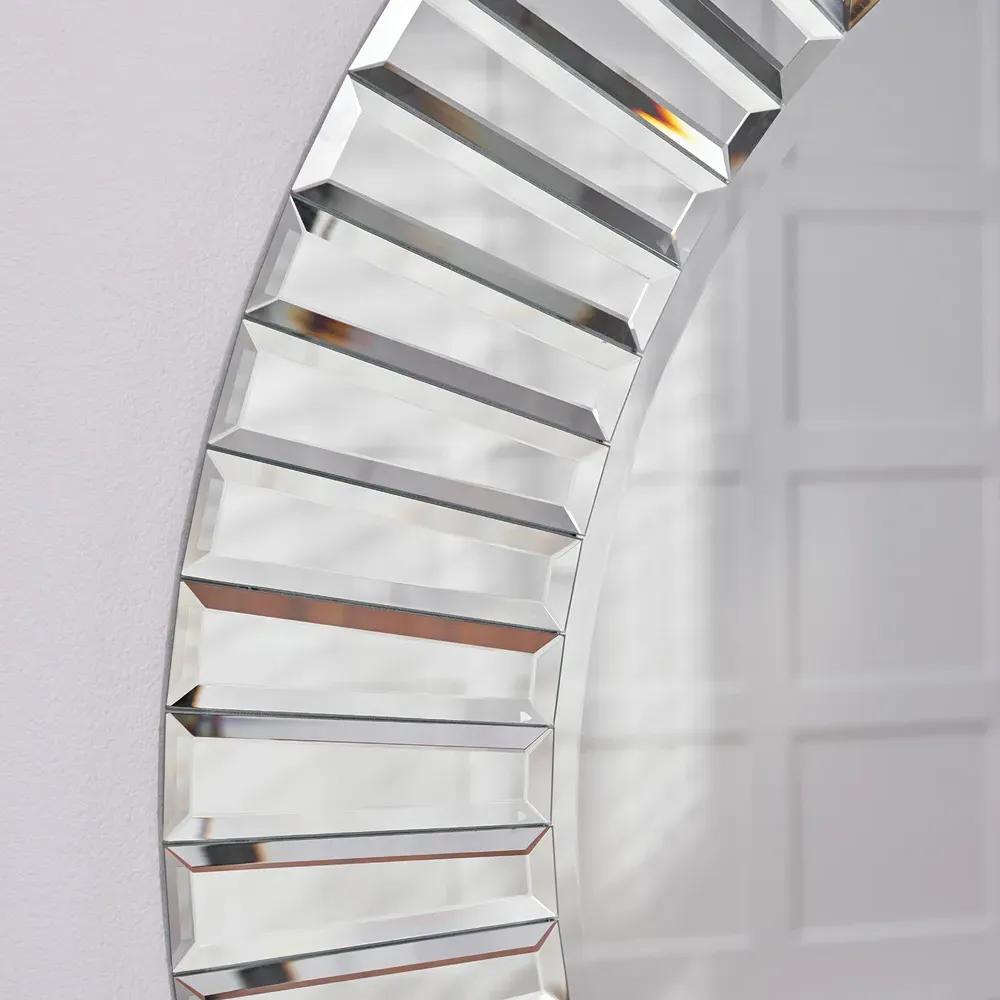 Round Bevelled All Glass Mirror - Silver