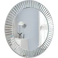 Round Bevelled All Glass Mirror - Silver