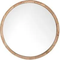 Round Mirror - Brown, Solid Wood