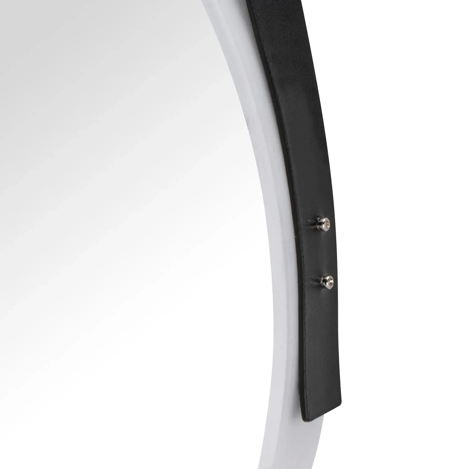 Round Wall Mirror with Leather Strap - White