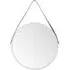 Round Wall Mirror with Leather Strap - White