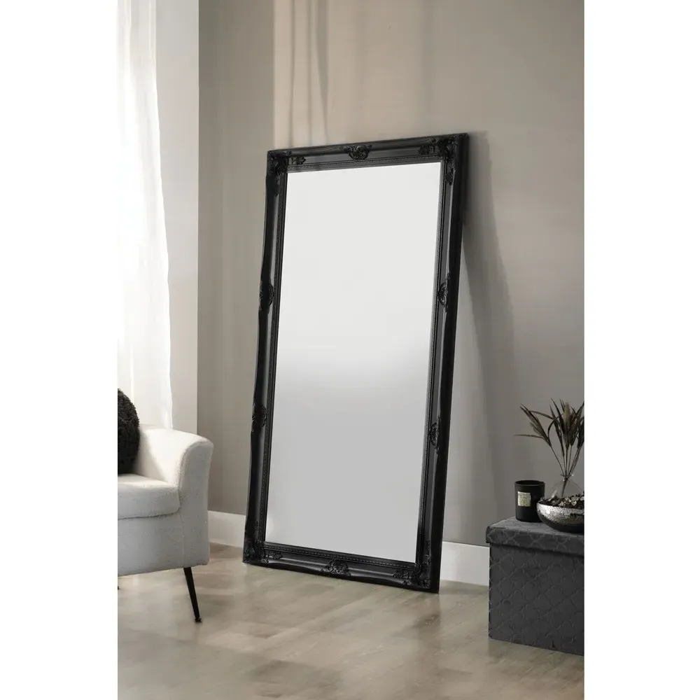 Sophia Ornate Lean To Mirror - Black, Wood