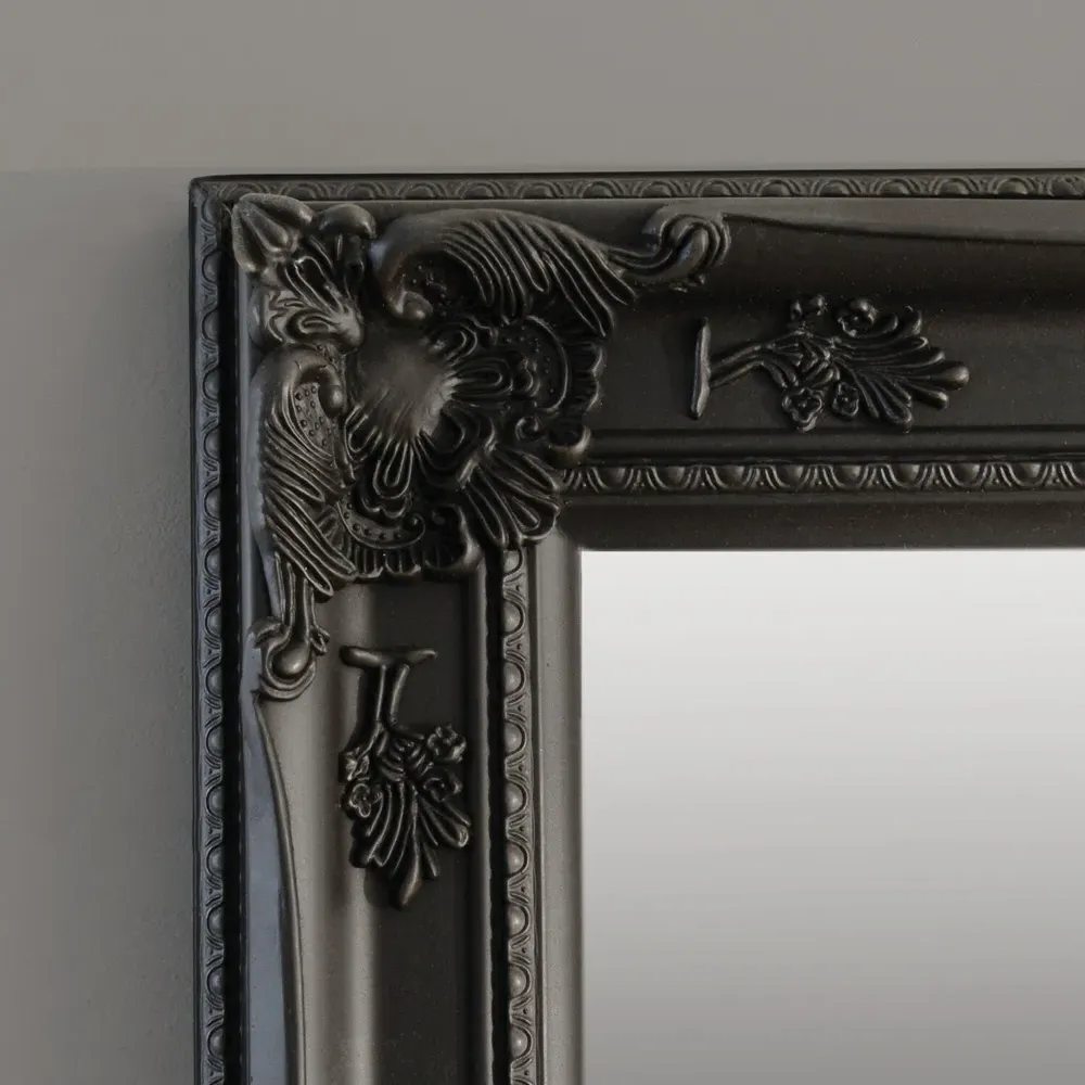 Sophia Ornate Lean To Mirror - Black, Wood