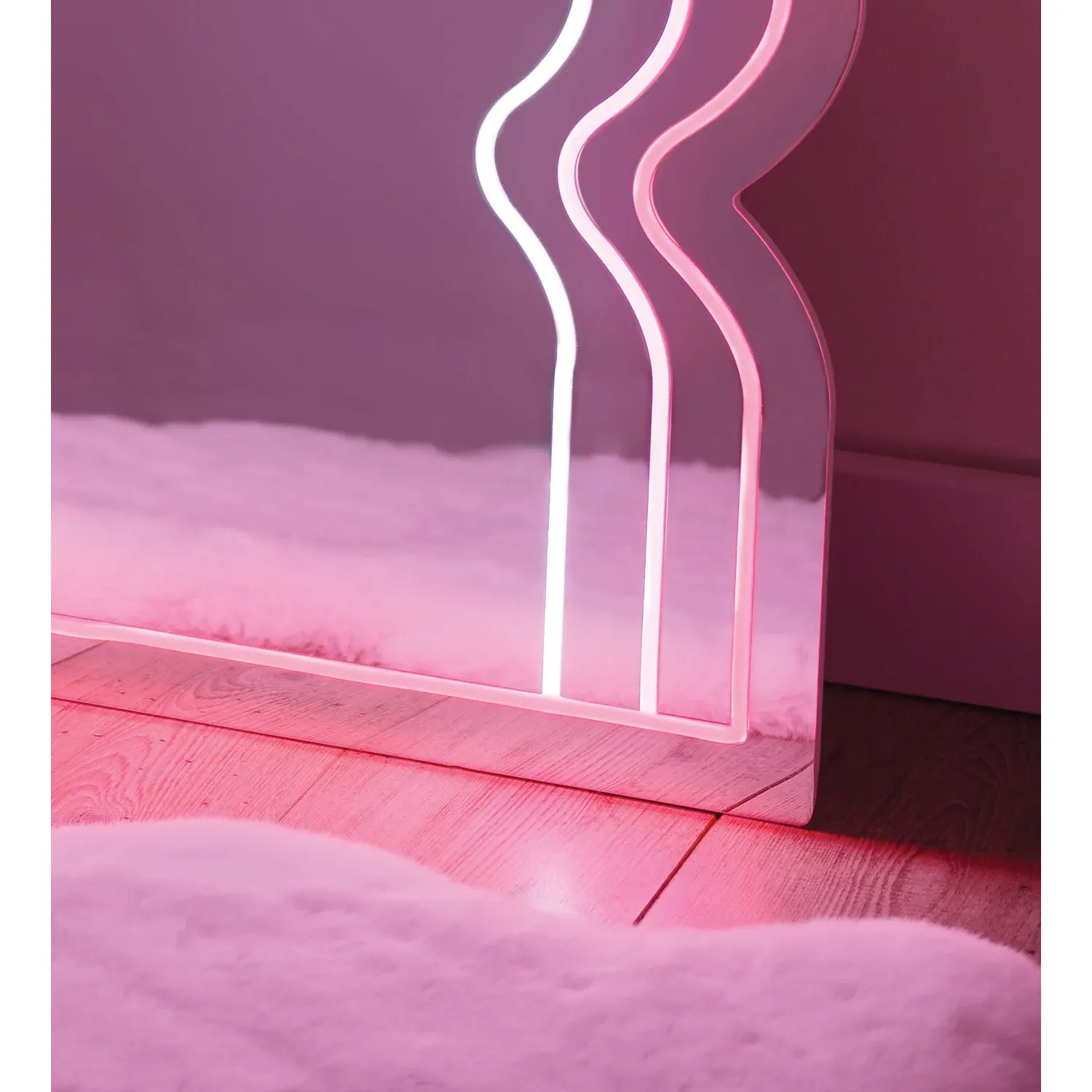 Wave LED Mirror - Pink, Acrylic