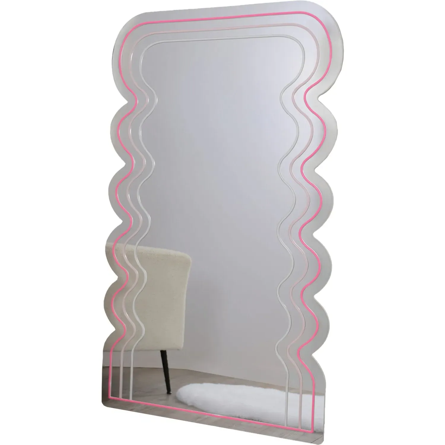 Wave LED Mirror - Pink, Acrylic image