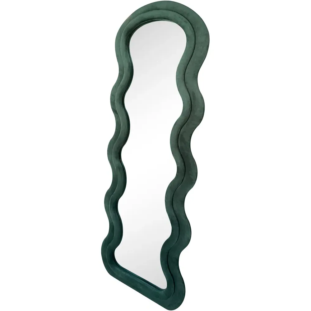 Wobble Frame Mirror - Emerald Green, Velvet Effect
