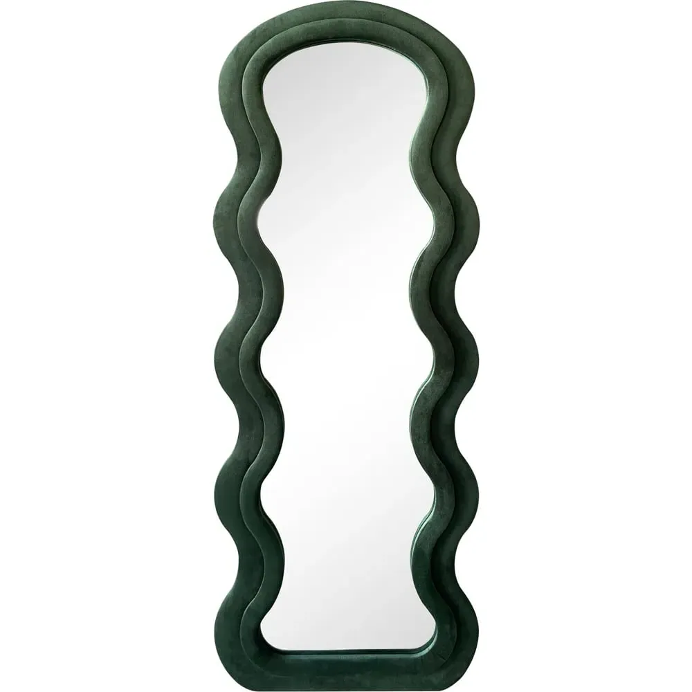 Wobble Frame Mirror - Emerald Green, Velvet Effect image