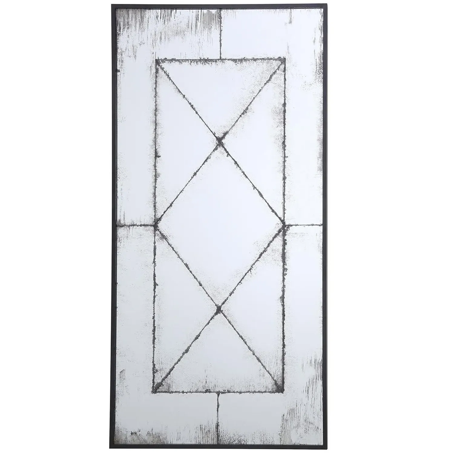 Zaina Distressed Effect Wall Mirror - Black