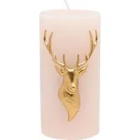 Large Blush Gold Stag Pillar Candle - Pink