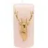 Large Blush Gold Stag Pillar Candle - Pink
