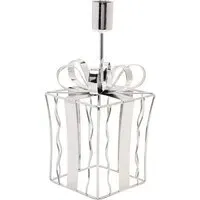 Present Shaped Candle Stick 22cm - Silver, Metal